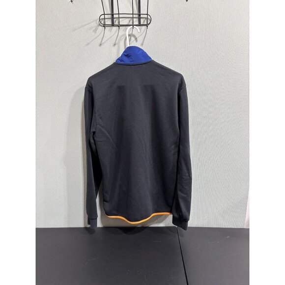 Adidas Mens Full-Zip Track Jacket Large Black & Blue With Orange Trim - Picture 2 of 8